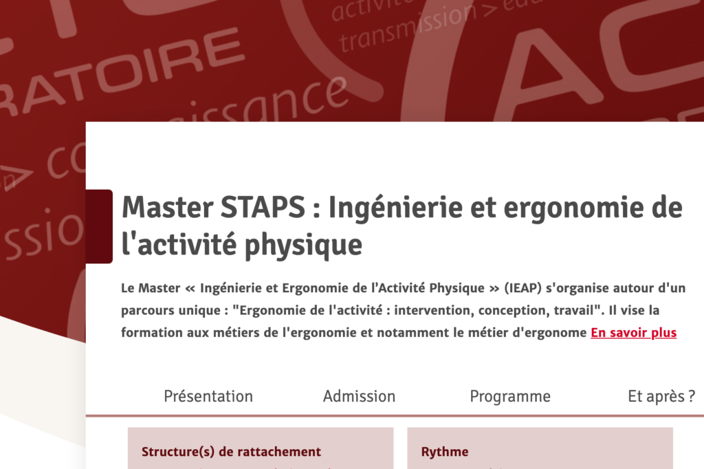 Grants to support students to study Masters Degree in Ergonomics in France